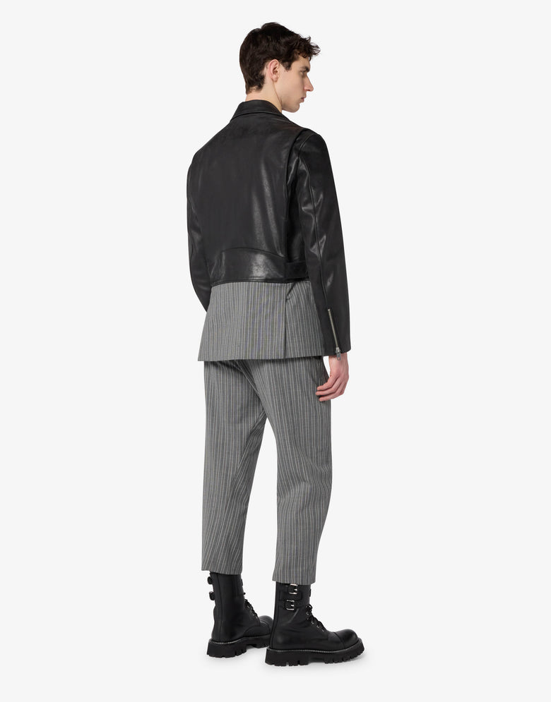 Bikerjacke aus Nappaleder in lockerer Passform Schwarz Moschino 1