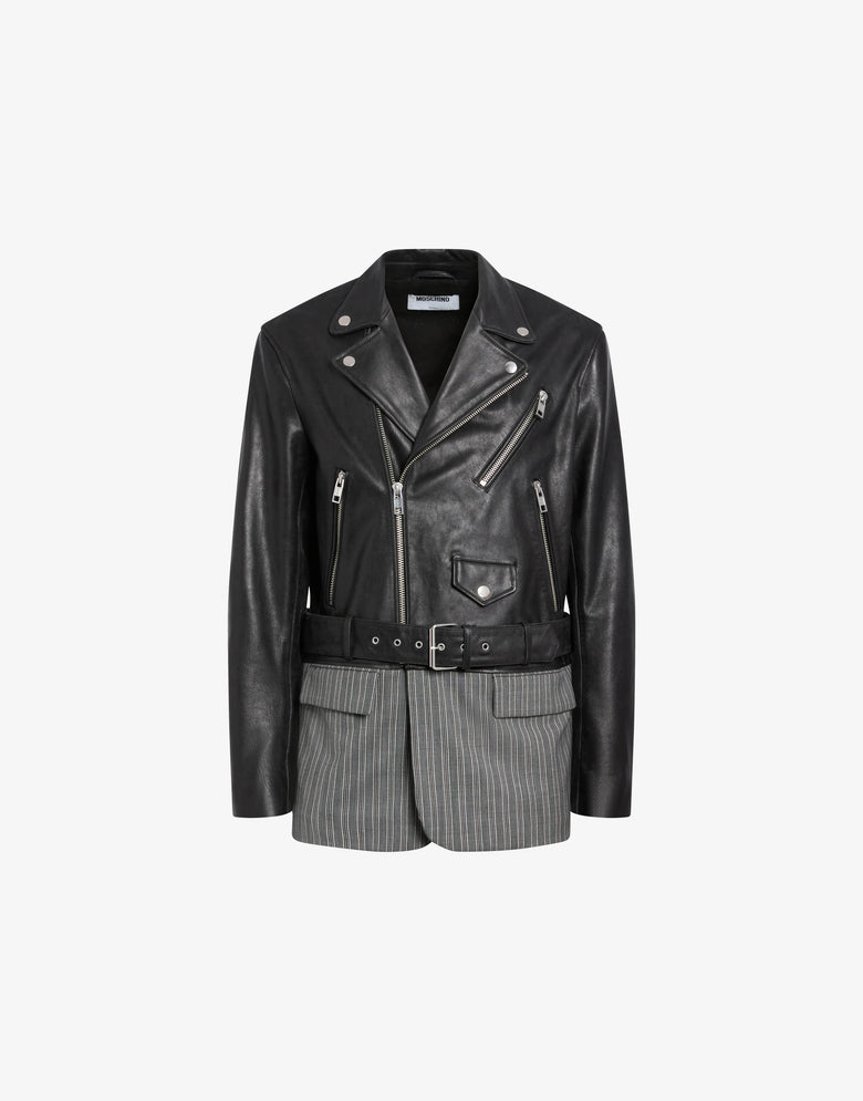 Bikerjacke aus Nappaleder in lockerer Passform Schwarz Moschino 3
