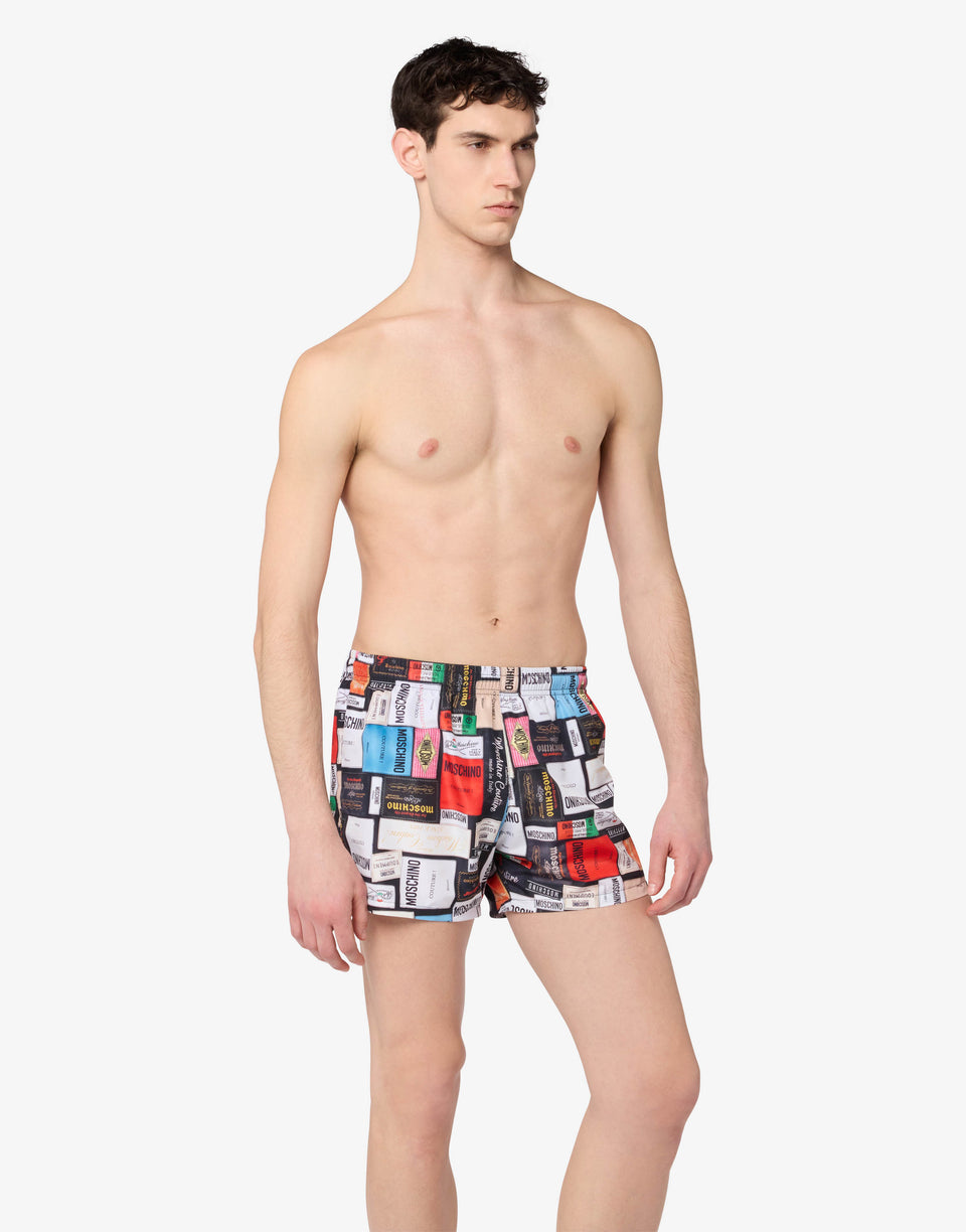 Cuecas boxer de banho em nylon estampado Multicolor Moschino 0