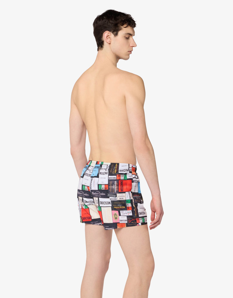 Cuecas boxer de banho em nylon estampado Multicolor Moschino 1