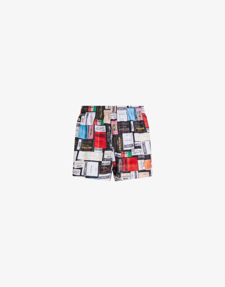 Cuecas boxer de banho em nylon estampado Multicolor Moschino 3