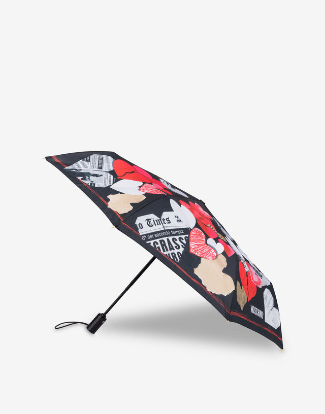 Printed Openclose Umbrella Black Moschino 1