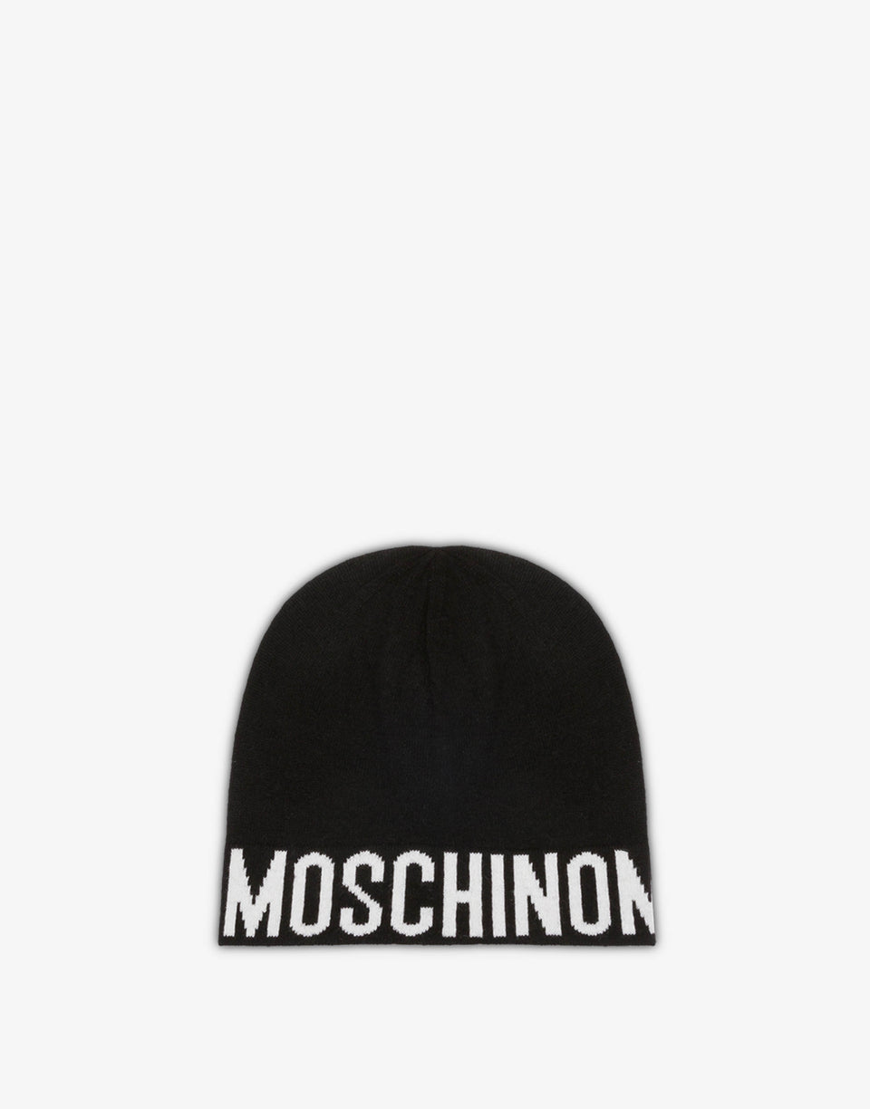Cappello in misto lana con logo Nero Moschino 0