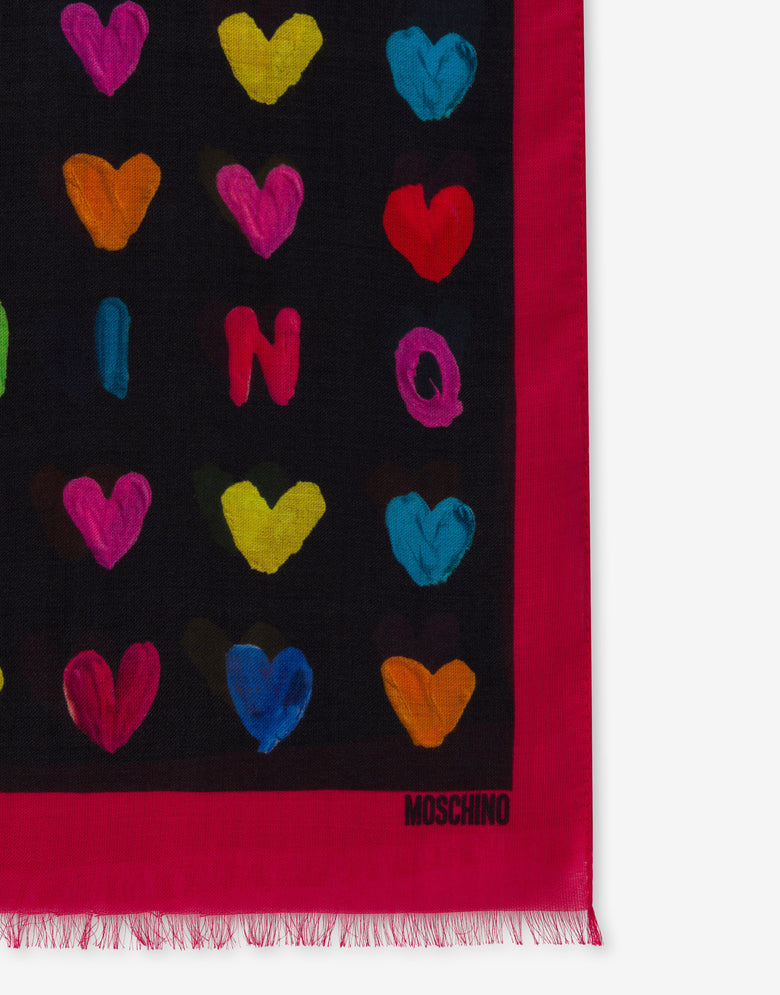 Écharpe « Cœurs » avec logo Noir Moschino 2