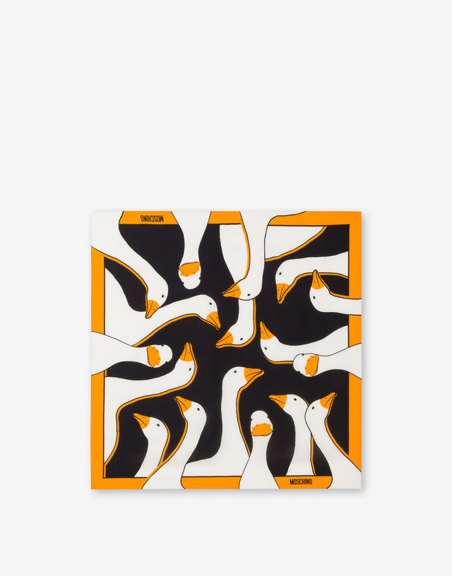 Printed silk scarf Orange Moschino 0