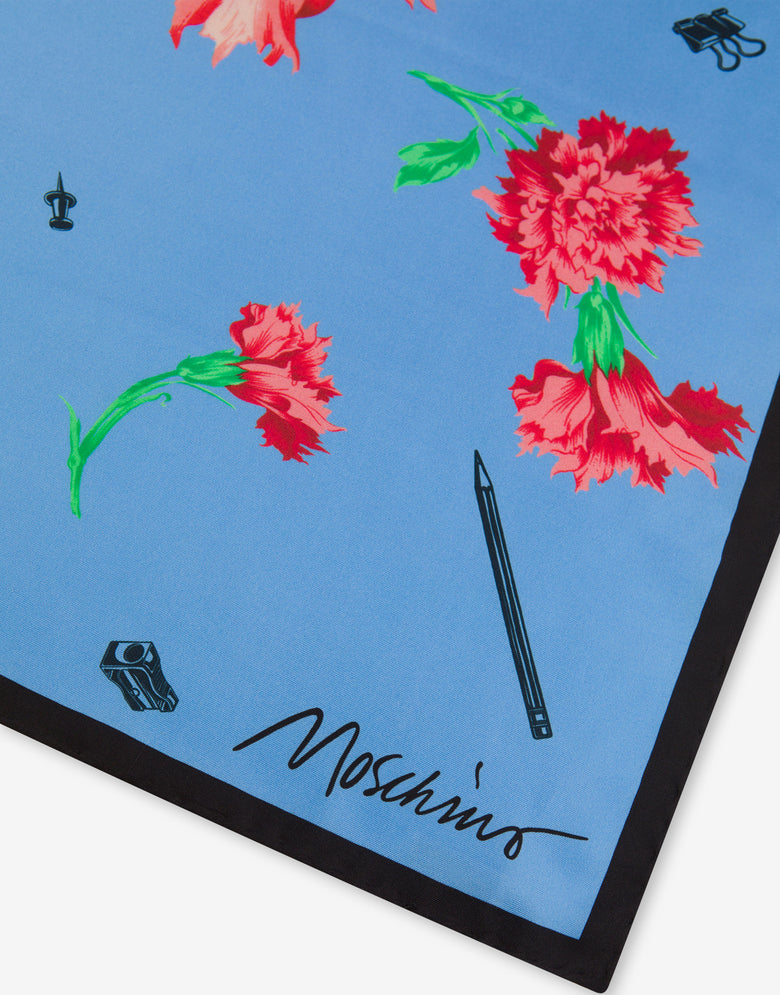 Foulard in seta Carnation Print Azzurro Moschino 2