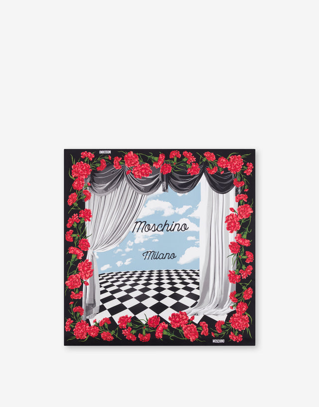 Foulard in seta stampato Nero Moschino 0
