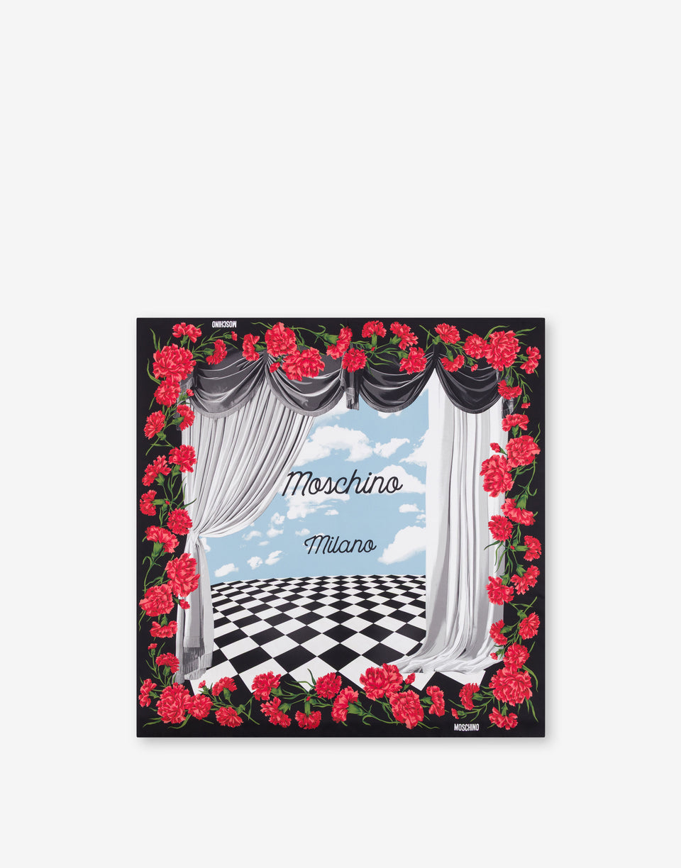 Printed silk scarf Black Moschino 0