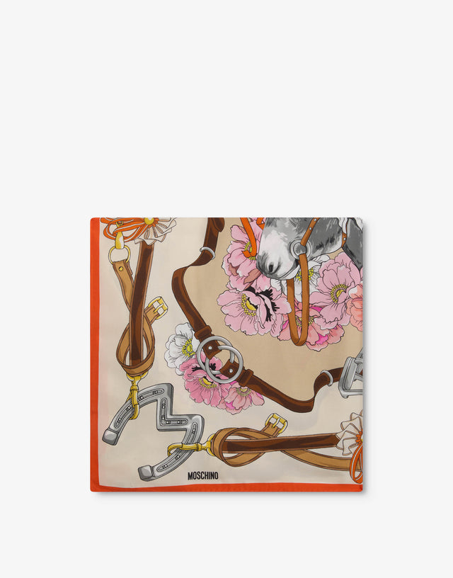 Lenço de seda estampado Pink Moschino 1