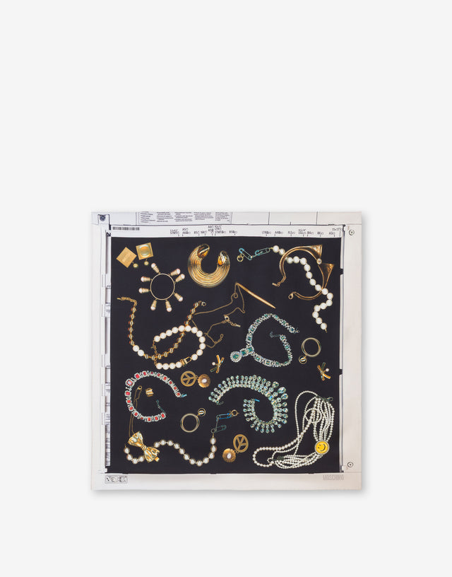 Printed silk scarf Black Moschino 0