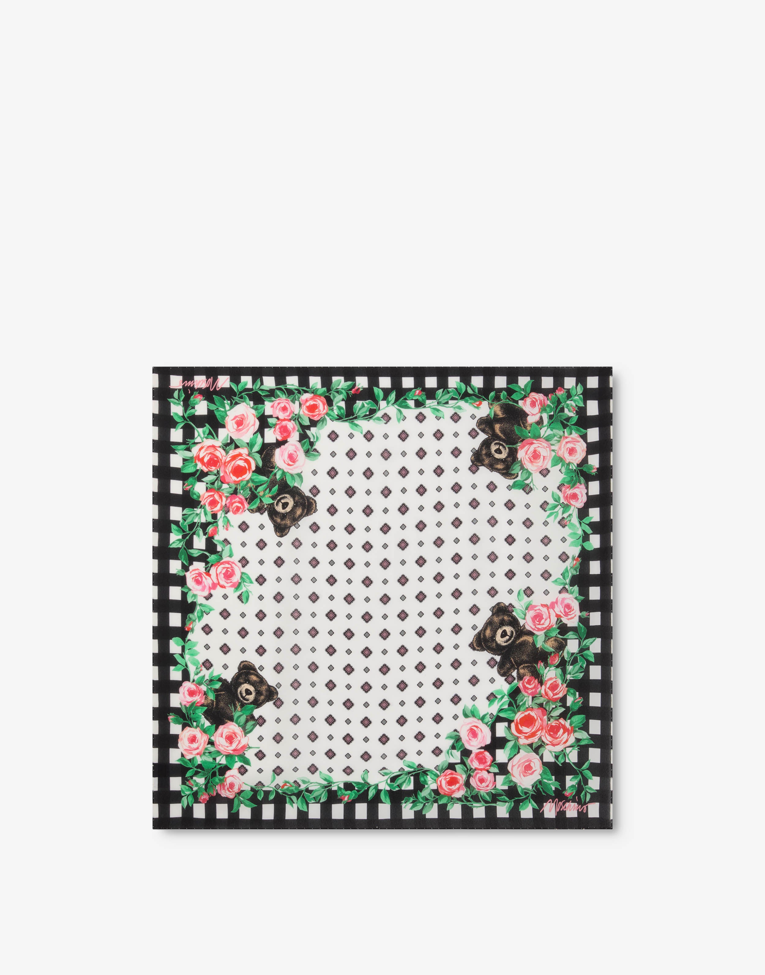MOSCHINO シルクスカーフ クマデザイン NEW MOSCHINO Silk Square Bear Scarf Italy | eBay