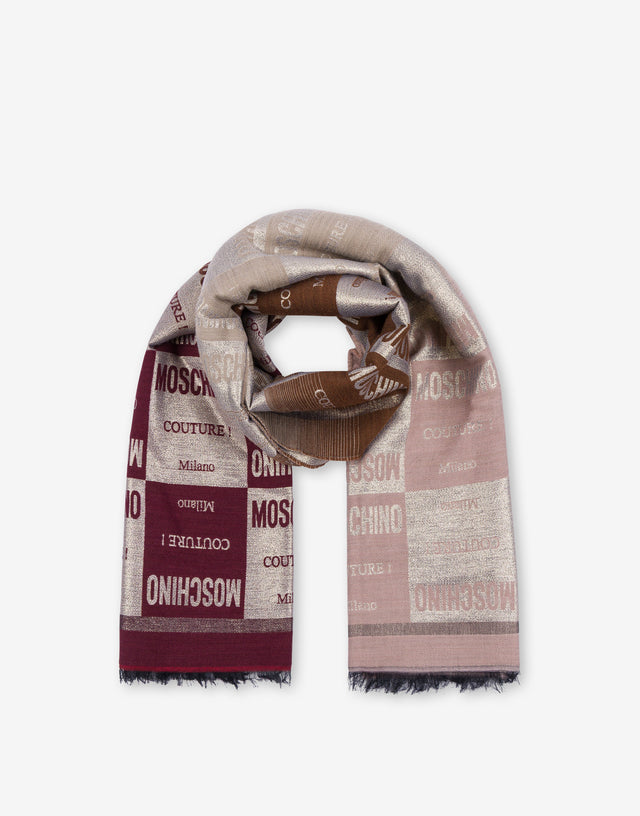 Wool blend jacquard scarf Antique pink Moschino 1