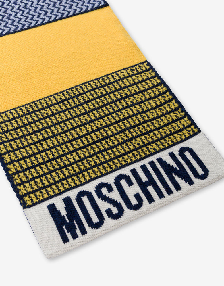 Embroidered patchowrk scarf Yellow Moschino 2