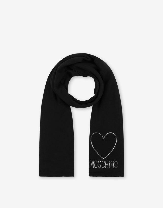 Decorated wool scarf Black Moschino 1