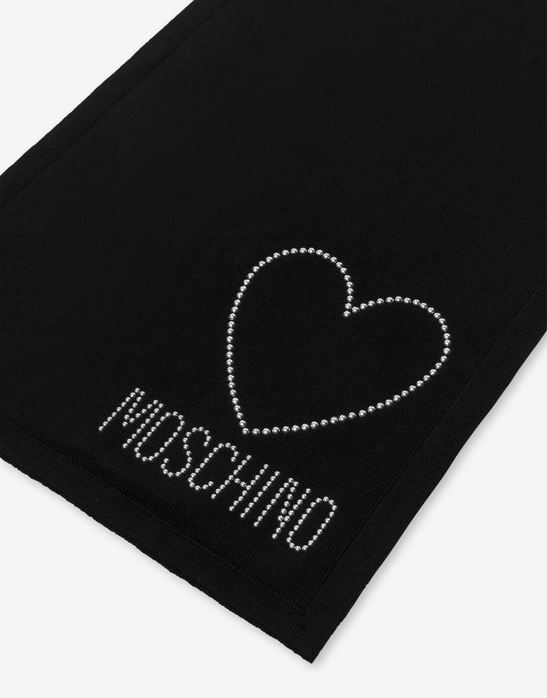 Decorated wool scarf Black Moschino 2