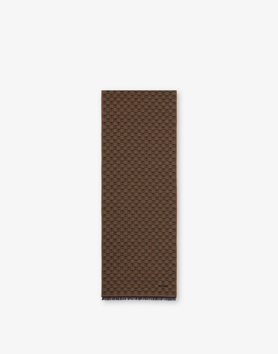Scarf with all-over Double Question Mark detail Brown Moschino 0