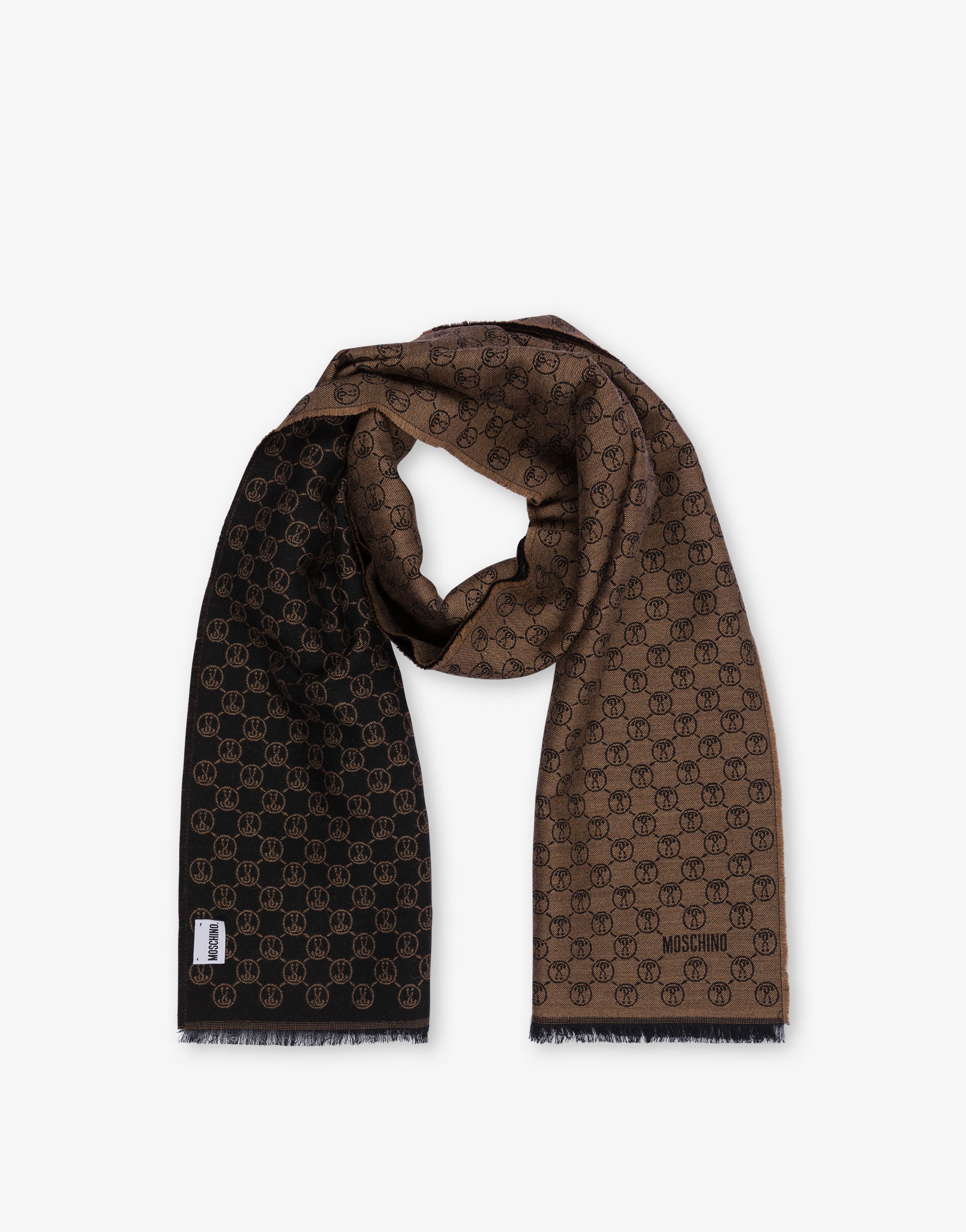 Scarf with all-over Double Question Mark detail | Moschino