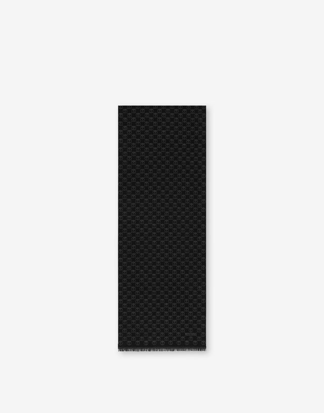 Scarf with all-over Double Question Mark detail Black Moschino 0