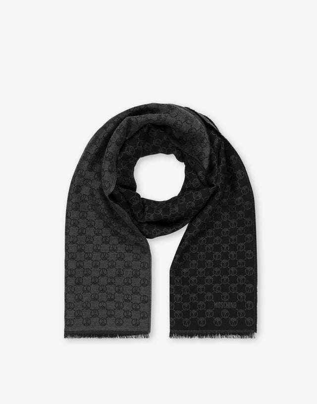 Scarf with all-over Double Question Mark detail Black Moschino 1