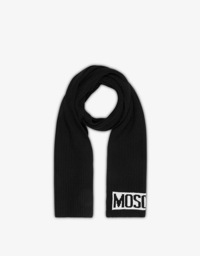 Strickschal mit Logo Schwarz Moschino 1