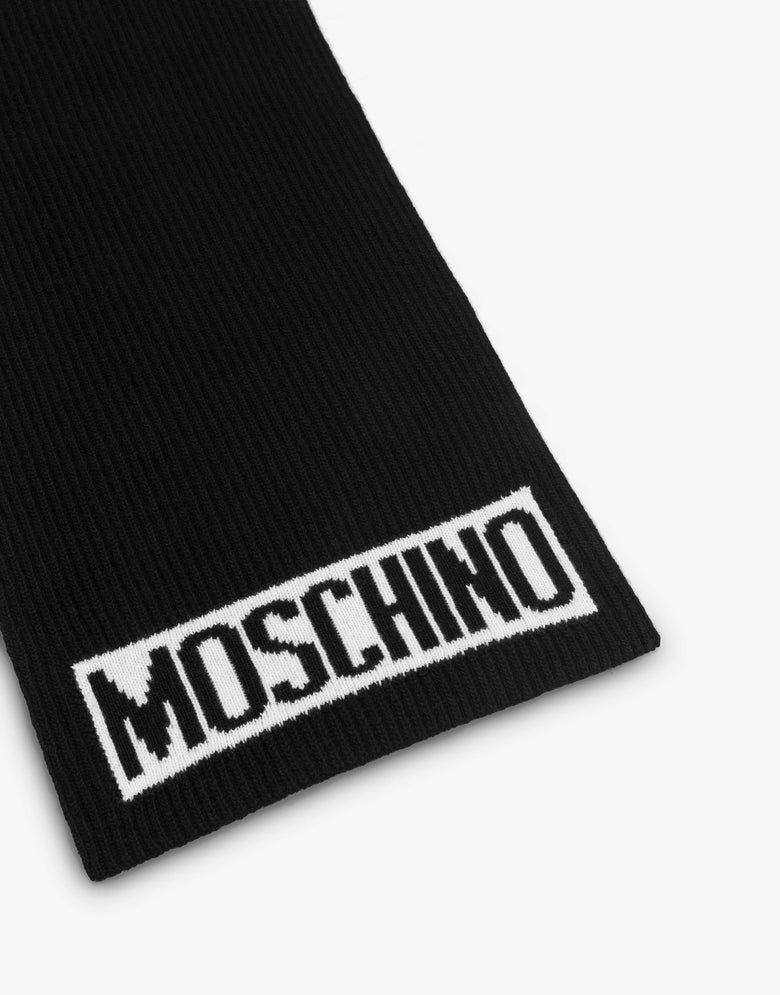 Sciarpa in maglia con logo Nero Moschino 2