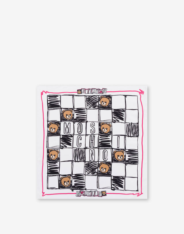 Printed silk crepe scarf White Moschino 0