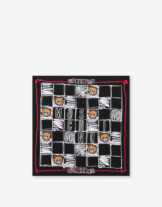 Printed silk crepe scarf Black Moschino 0