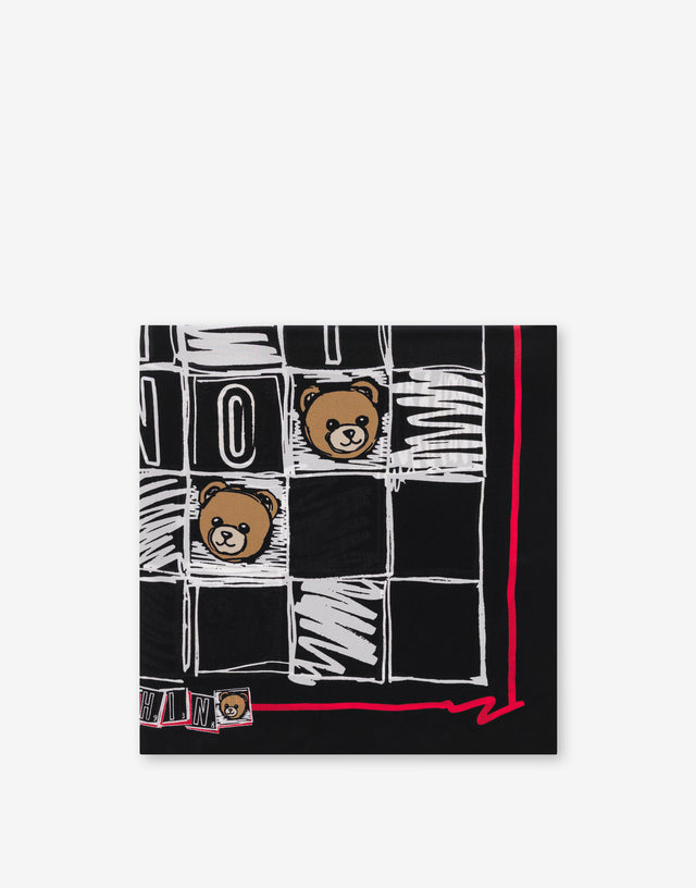 Printed silk crepe scarf Black Moschino 1