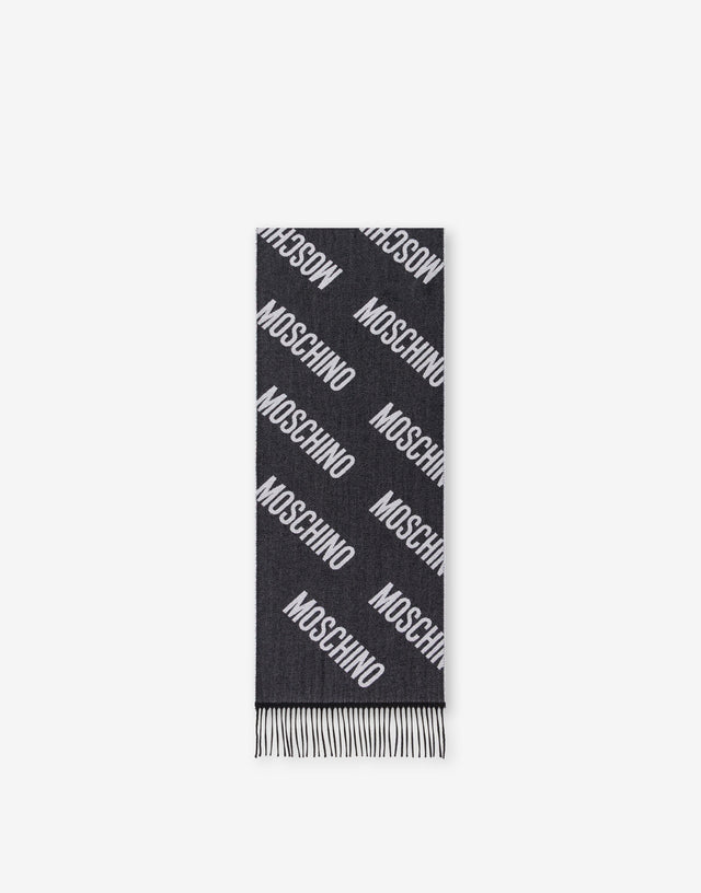 Wool jacquard scarf Black Moschino 0