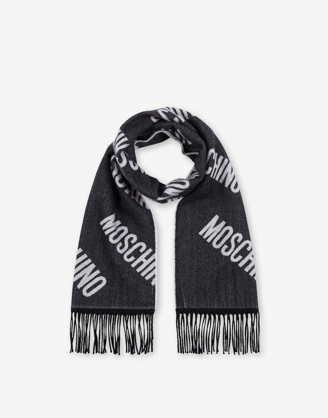 Wool jacquard scarf Black Moschino 1