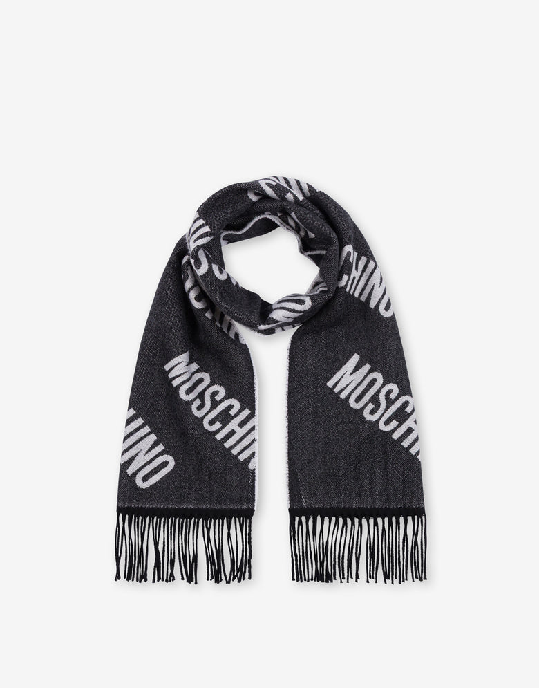 Wool jacquard scarf Black Moschino 1