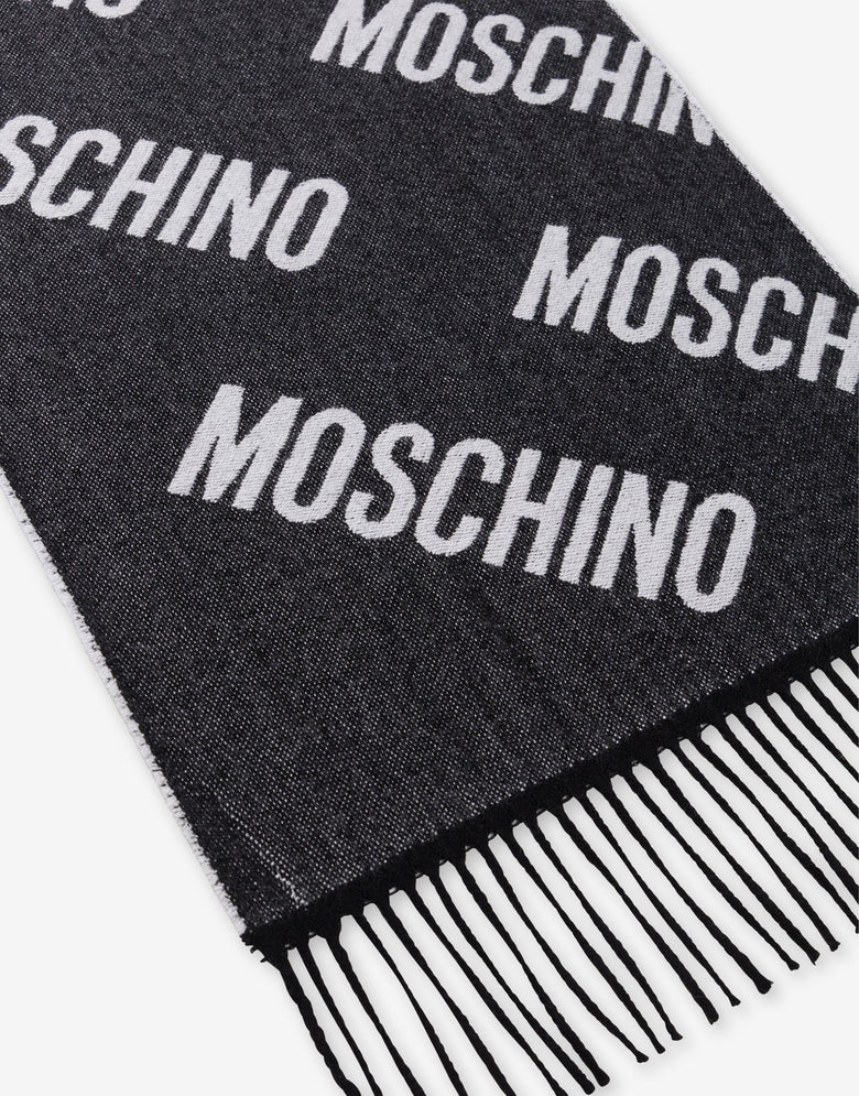 Wool jacquard scarf Black Moschino 2