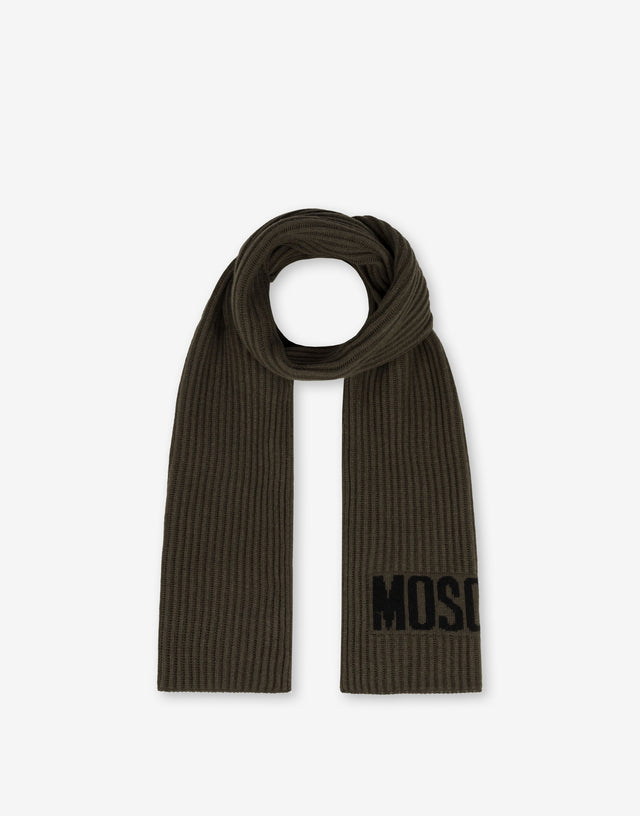 Cachecol Logo em mistura de lã Marrón oscuro Moschino 1