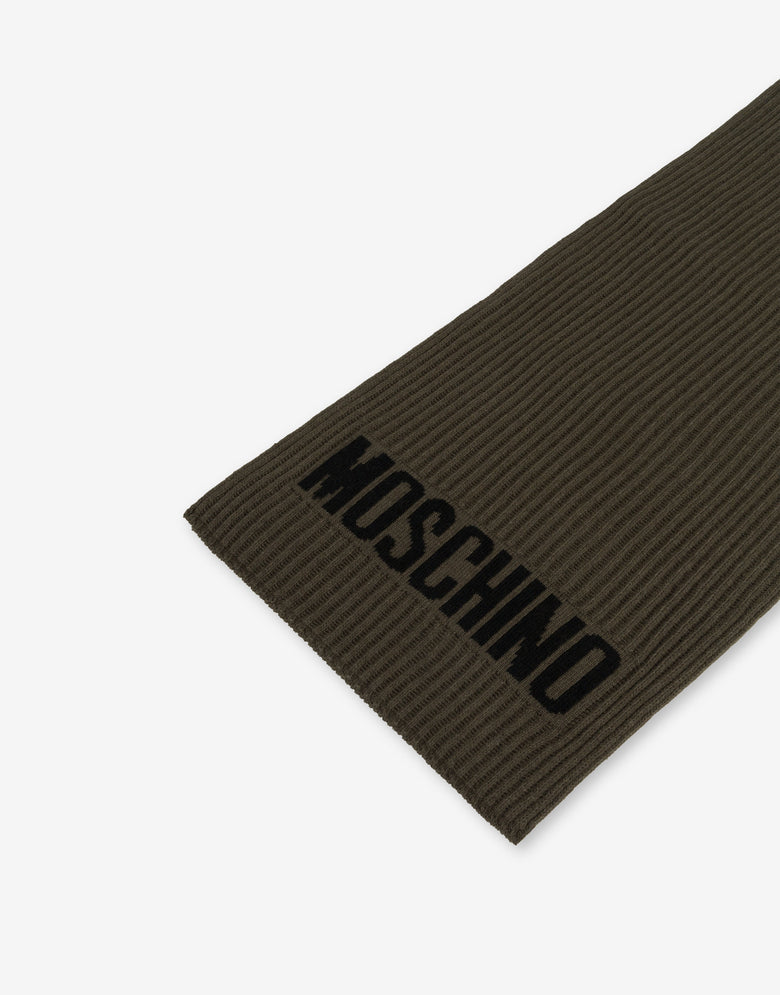 Logo Wool Blend Scarf Dark brown Moschino 2