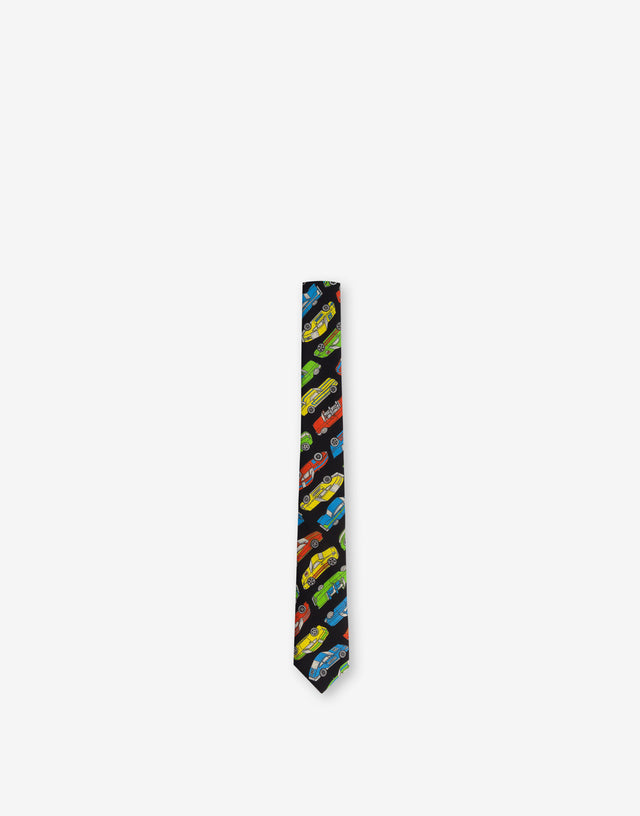Printed silk tie Black Moschino 0
