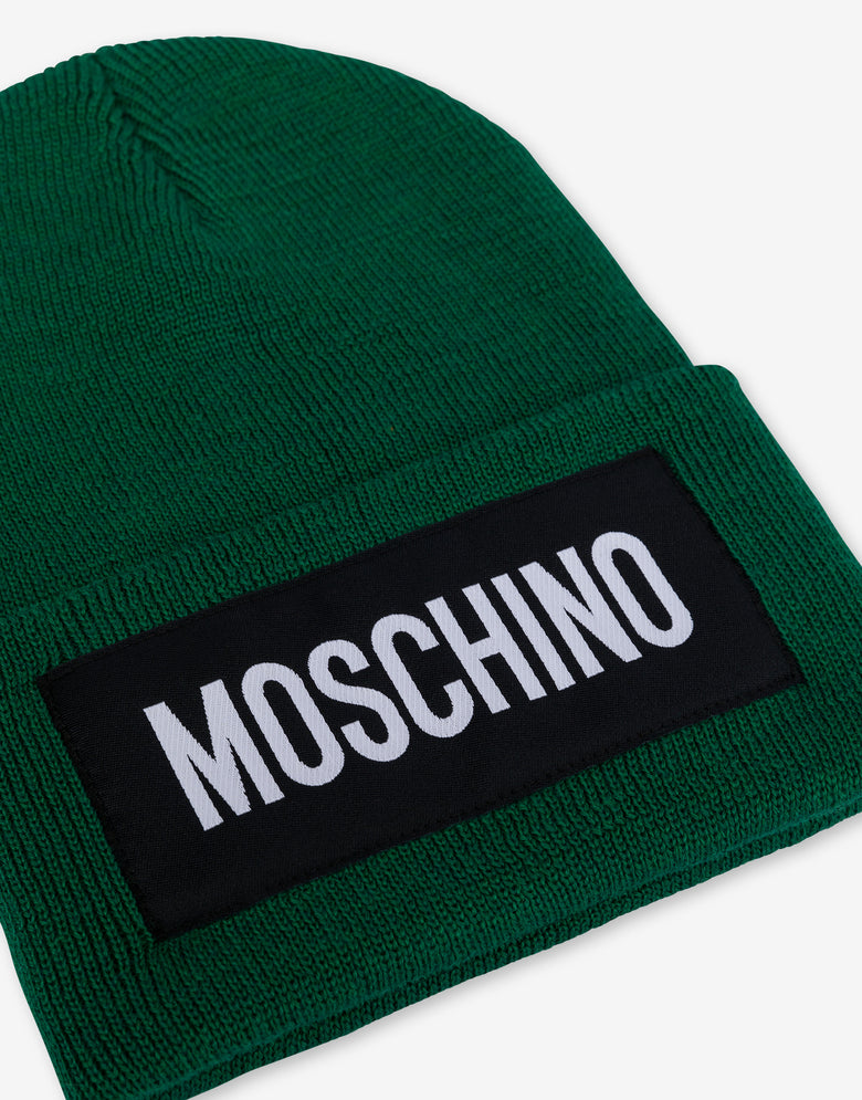 羊毛混纺徽标贴饰帽子 Dark green Moschino 2
