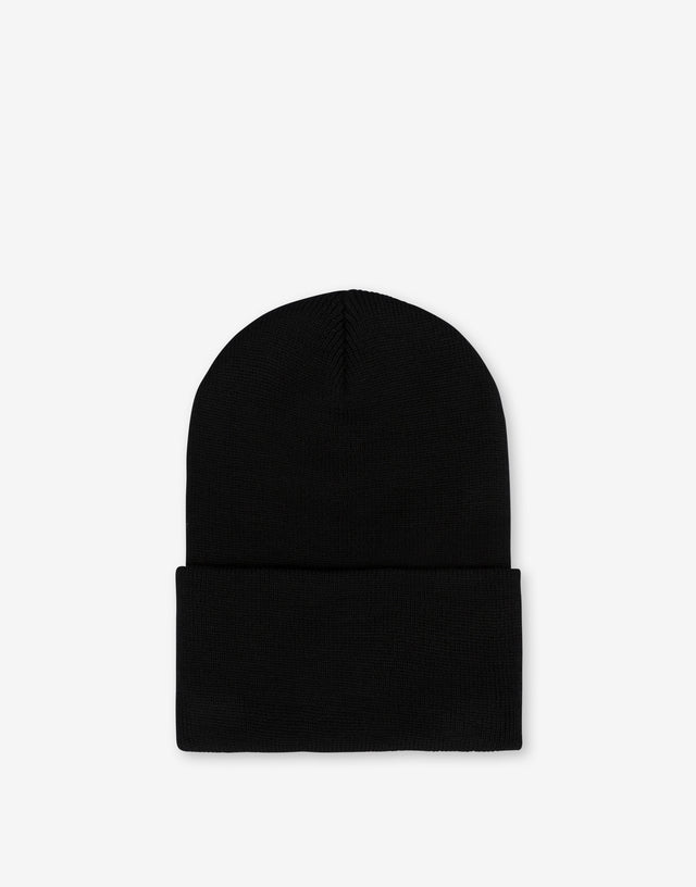Mütze aus Wollmischung mit Logo-Patch Schwarz Moschino 1