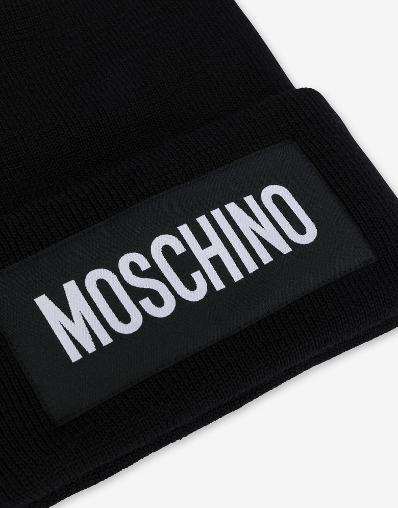 Mütze aus Wollmischung mit Logo-Patch Schwarz Moschino 2