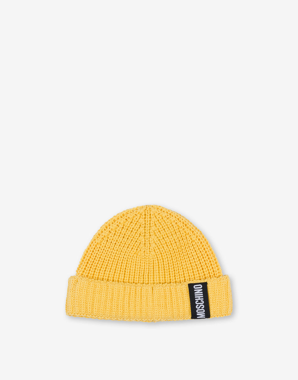 Cotton knit hat Yellow Moschino 0