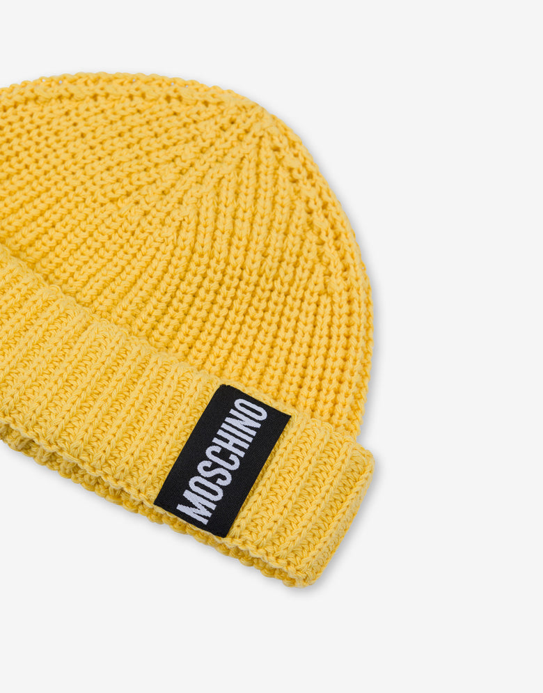 Cotton knit hat Yellow Moschino 2