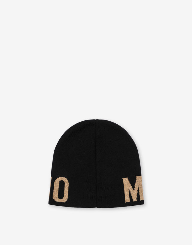 Cappello in maglia Gold Lettering Logo Nero Moschino 1