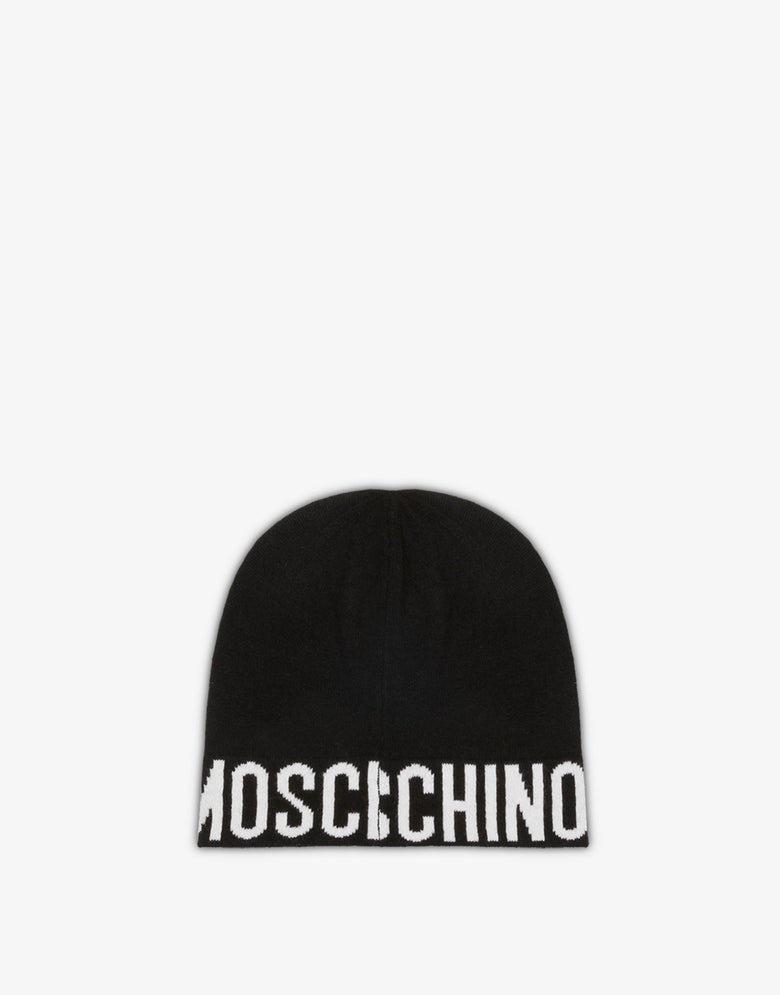 Wool-blend hat with logo Black Moschino 1