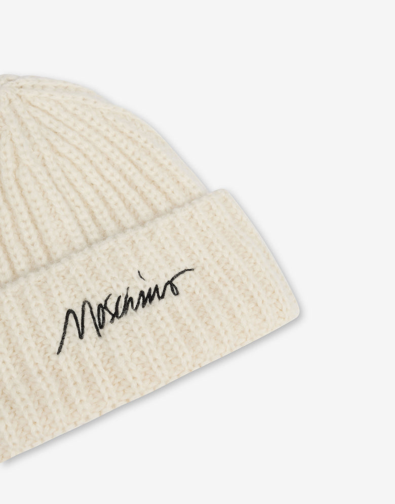 Alpaca-blend hat with logo White Moschino 2