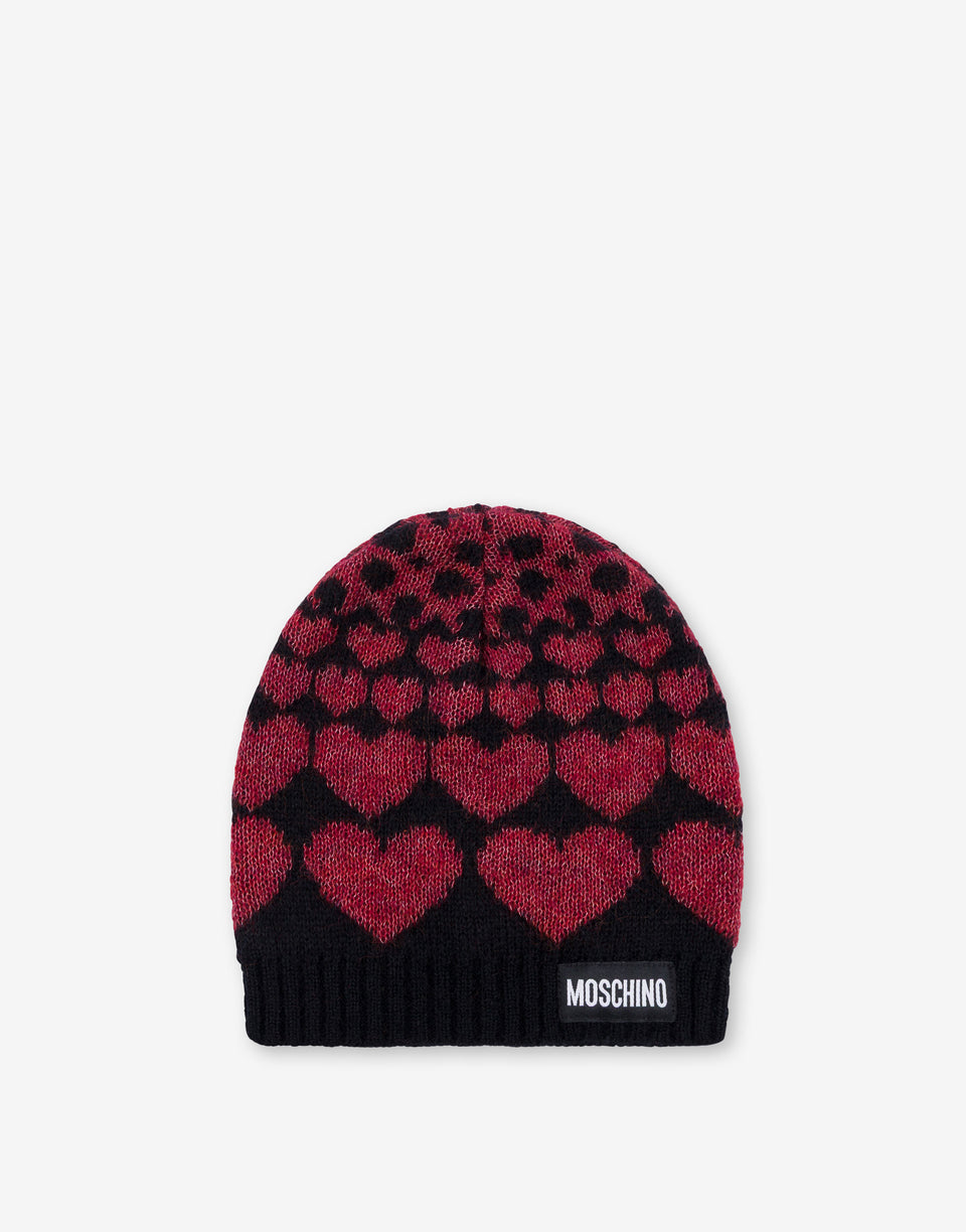 Intarsienmütze aus Mohairmischung Schwarz Moschino 0