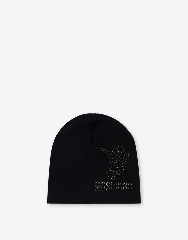 Heart and Logo Wool Hat Black Moschino 0