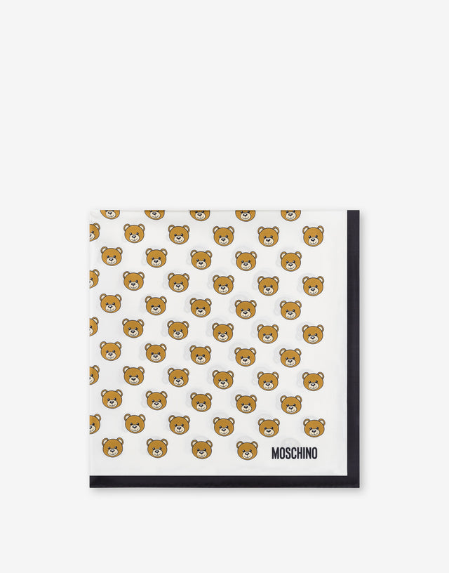 All-Over Teddy Bear silk scarf White Moschino 1