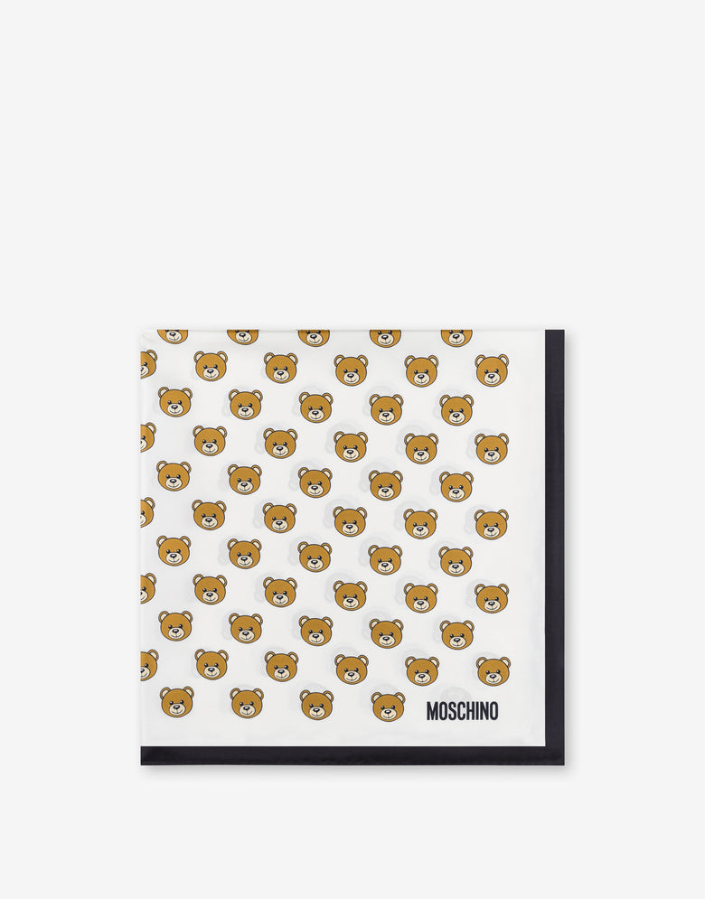 All-Over Teddy Bear silk scarf White Moschino 1
