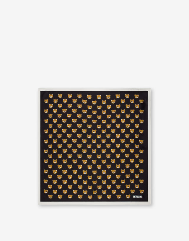 All-Over Teddy Bear silk scarf Black Moschino 0