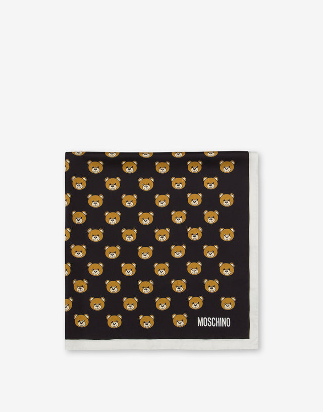 All-Over Teddy Bear silk scarf Black Moschino 1