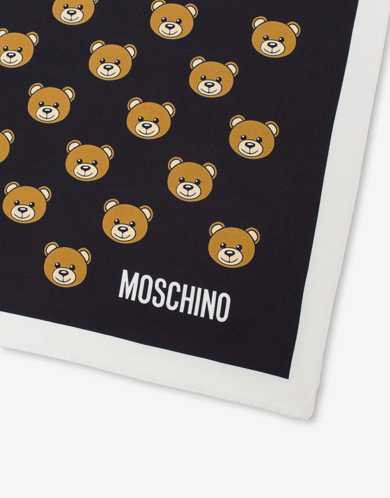 All-Over Teddy Bear silk scarf Black Moschino 2